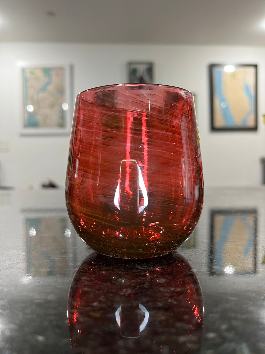 Brilliant Ruby Stemless Wine Glass