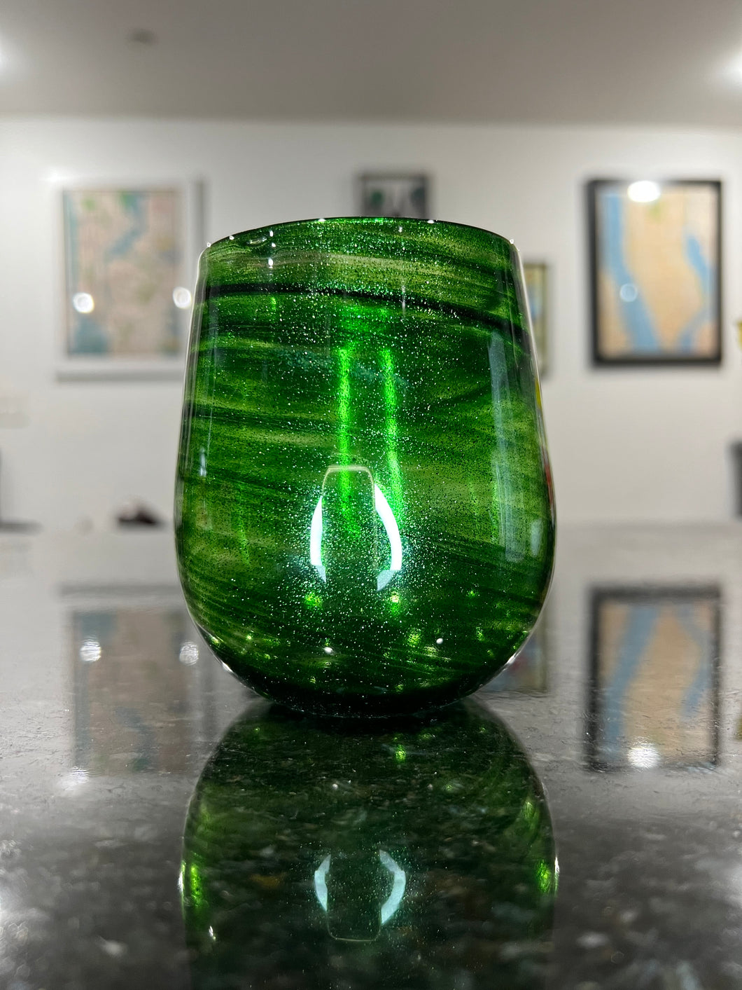 Aventurine Green Stemless Wine Glass