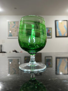 New Green Stemmed Wine Glass