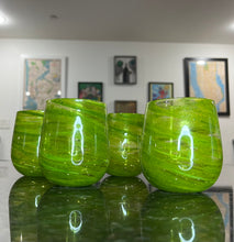 Load image into Gallery viewer, Lime Aventurine Stemless Wine Glass
