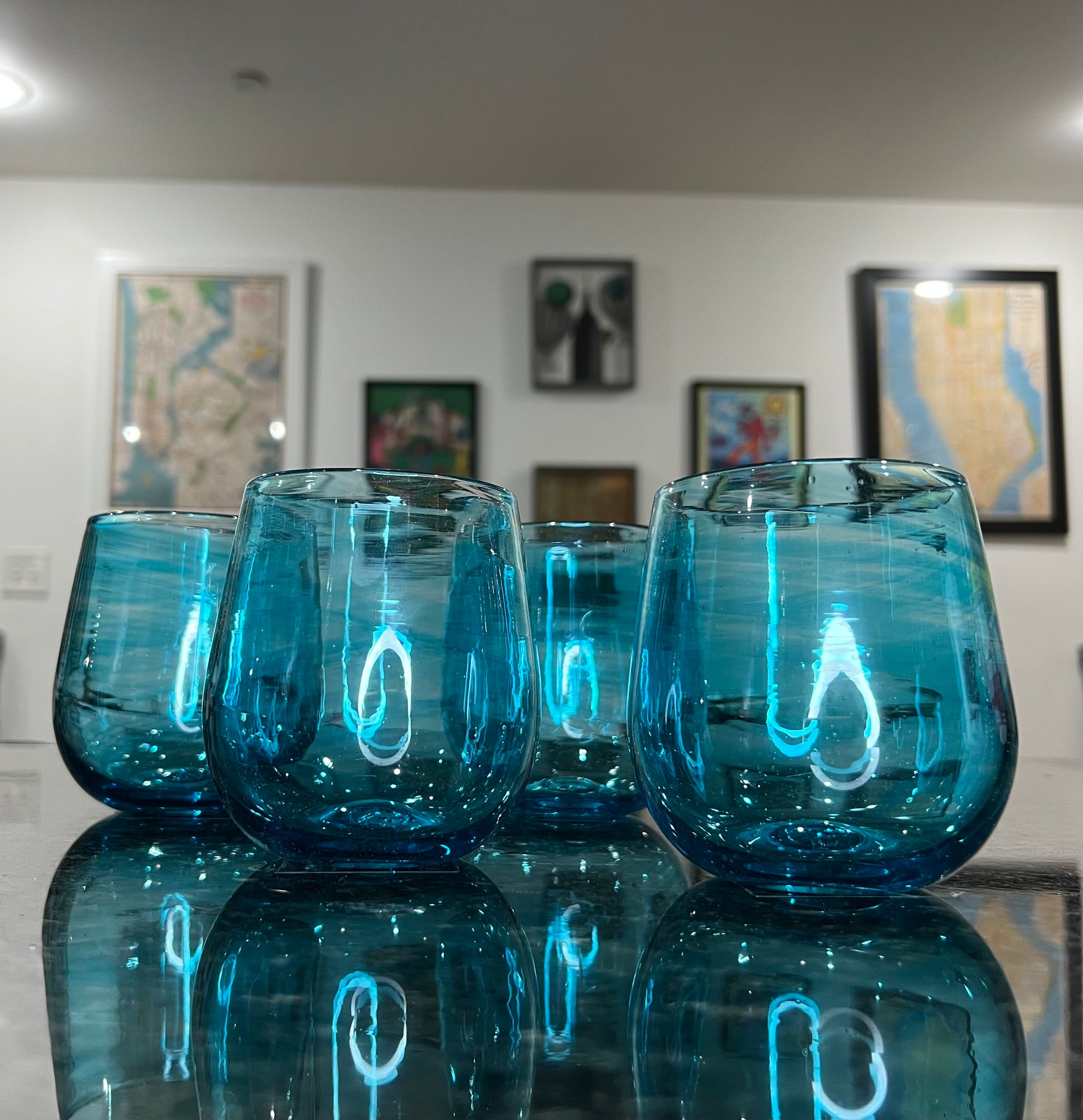 Acopa Pangea 13 oz. Blue Stemless Wine Glass - 12/Case
