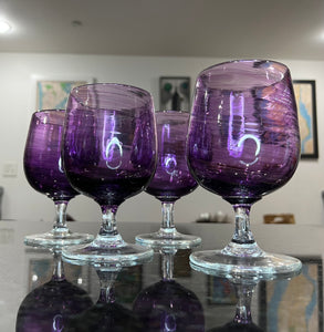 Violet Blue Stemmed Wine Glass