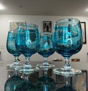 Copper Blue Stemmed Wine Glass