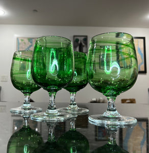 New Green Stemmed Wine Glass