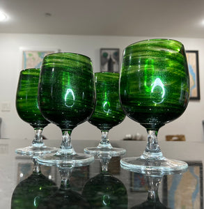 Aventurine Green Stemmed Wine Glass