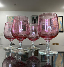 Load image into Gallery viewer, Cranberry Pink Stemmed Wine Glass
