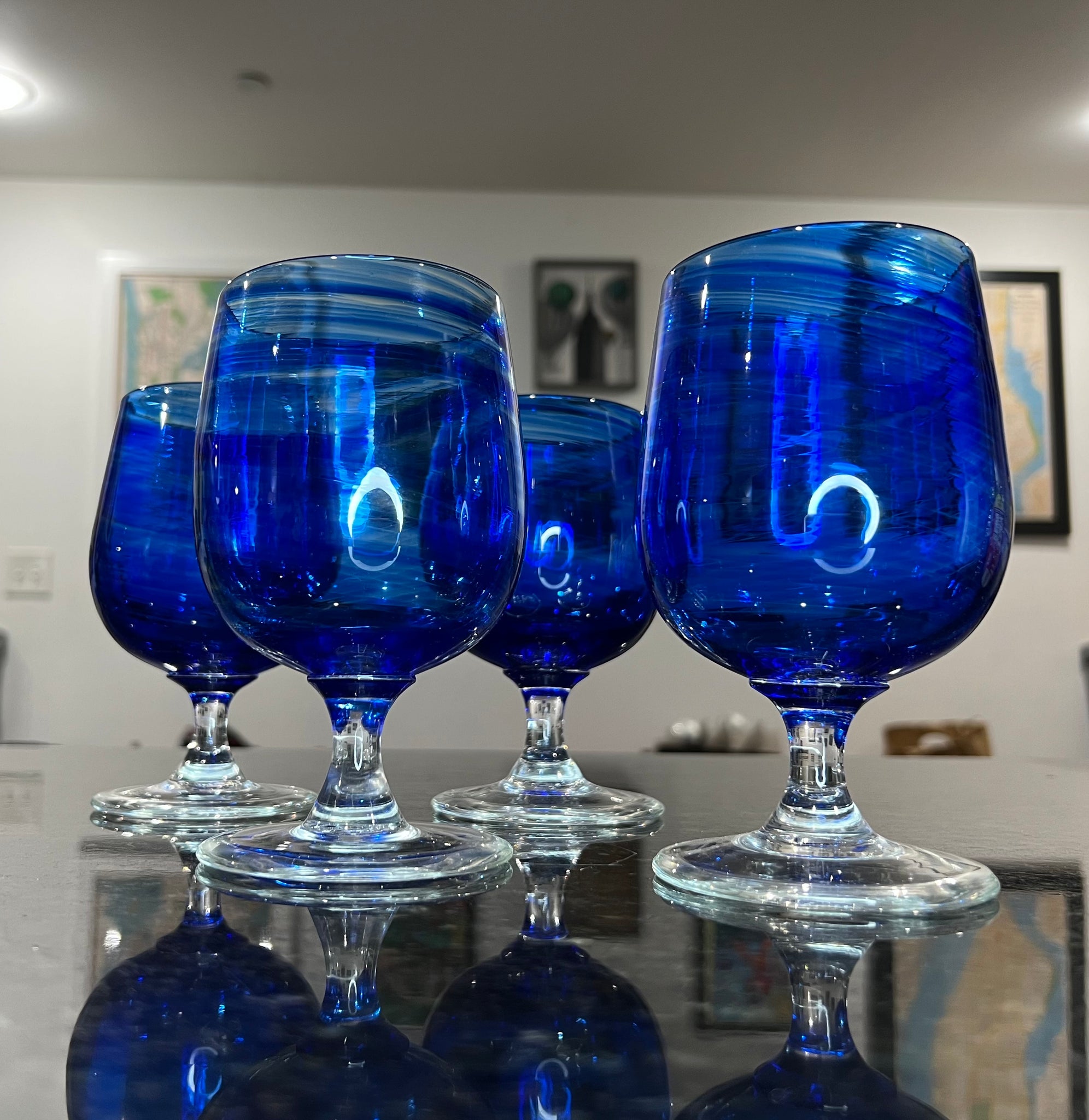 Cerulean Blue Stemmed Wine Glass – Bambino Glassware